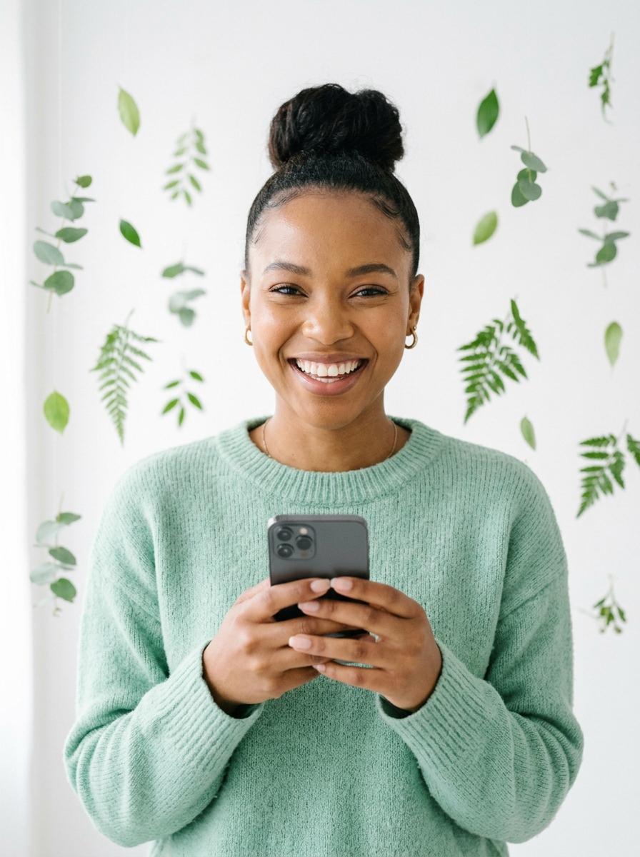 Happy customer with smartphone claiming Molped reward